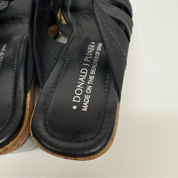 Donald J. Pliner Black Wedge Sandals Clare Cork Platform Size 8.5 - Picture 4 of 10